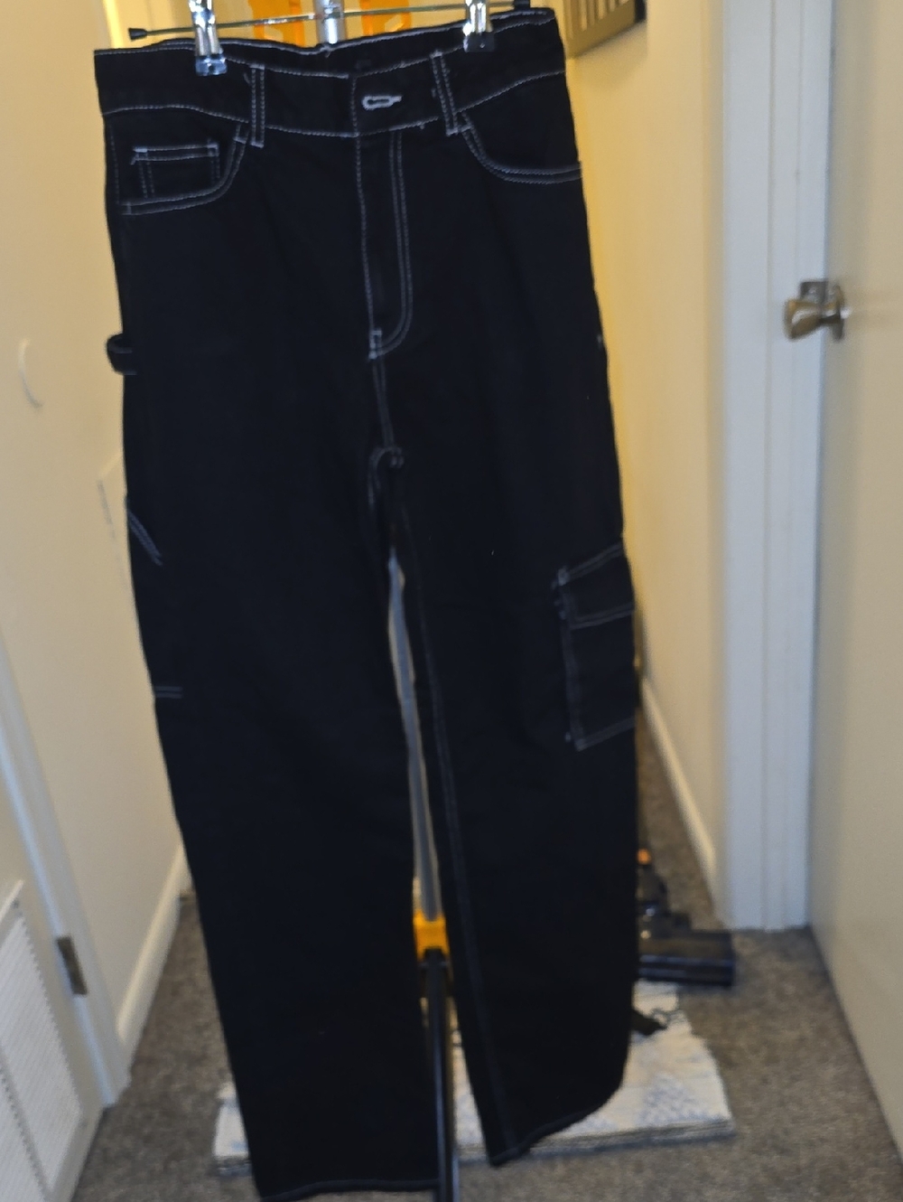 $5 MUST BUNDLE - NWOT Black Cargo Pants with White Topstitching